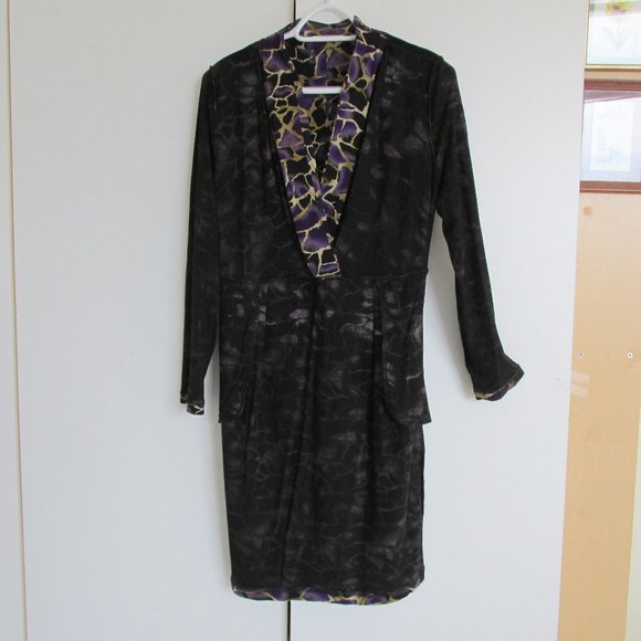 Monroe & Main Purple Animal Print Tie Belt Pockets - Picture 5 of 8